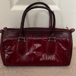 Vintage Burgundy Eel Skin Satchel